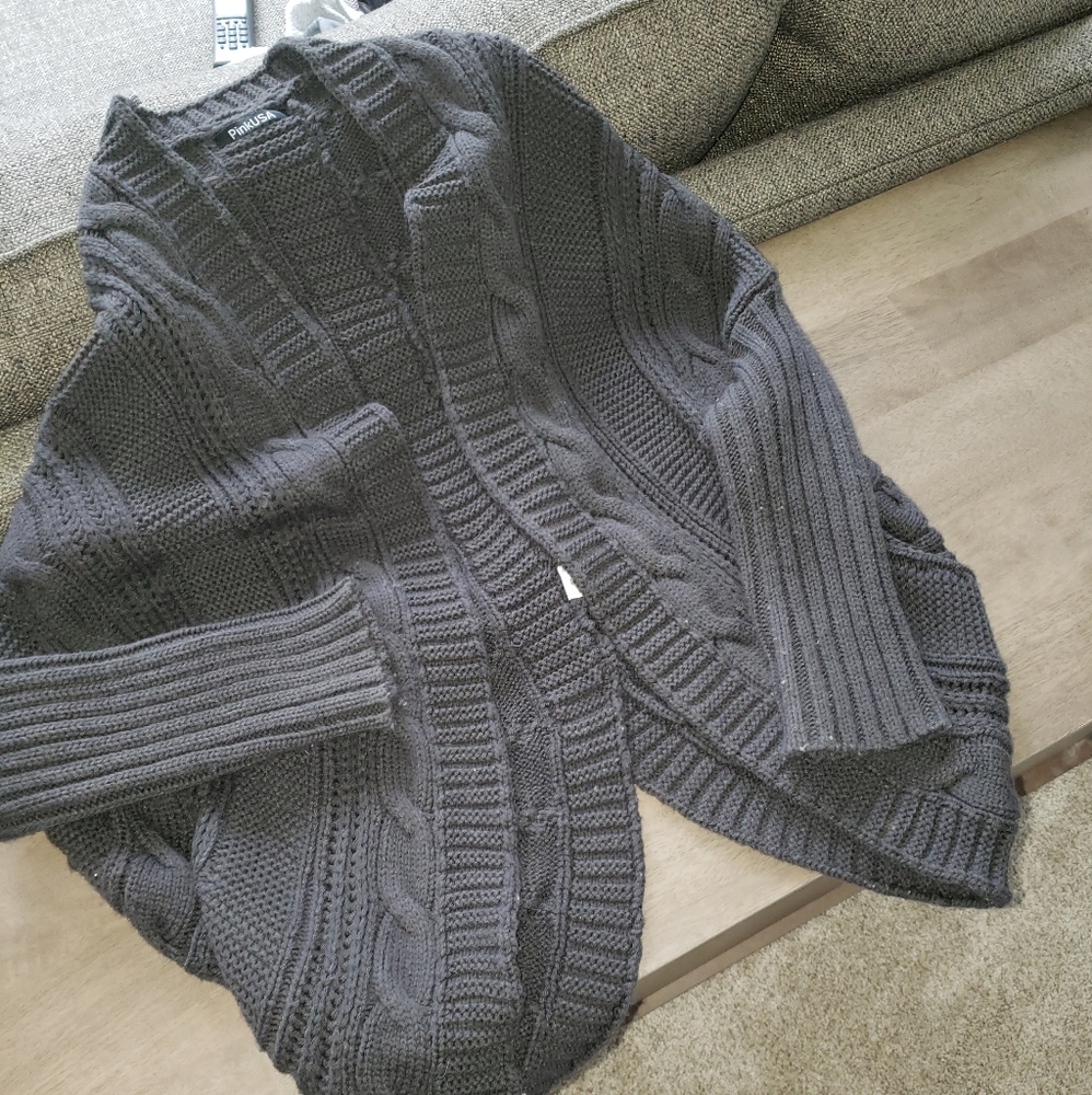 Charcoal Knit Cocoon Sweater